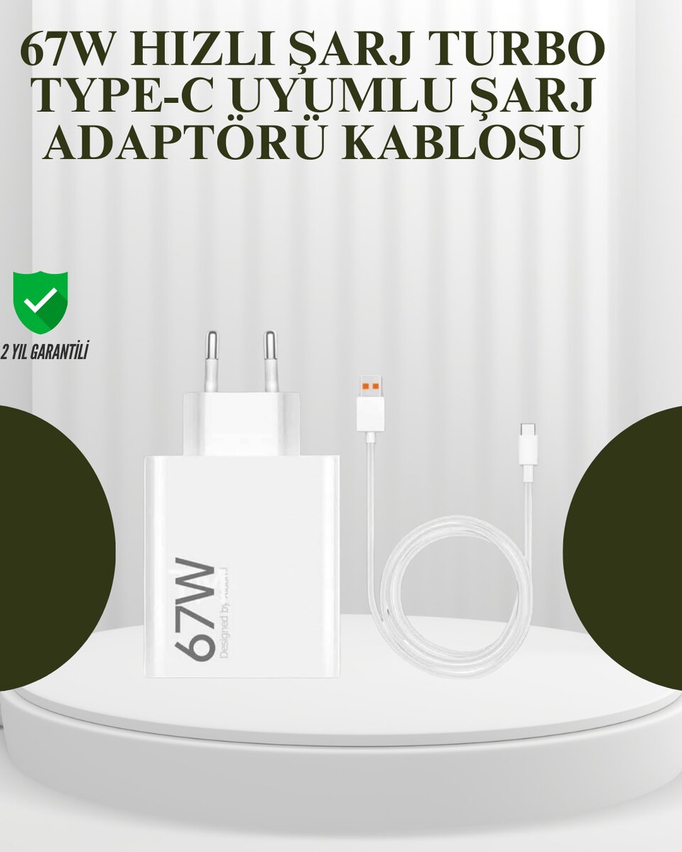 67W Güçlü Şarj Adaptörü ve Turbo Kablo Uzun Ömürlü Dayanıklı Tasarım 67W Güçlü Şarj Adaptörü ve Turbo Kablo Uzun Ömürlü Dayanıklı Tasarım