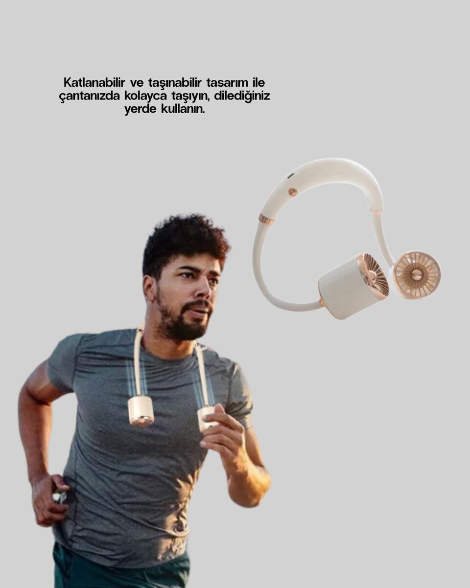 USB Şarjlı Katlanabilir Mini Boyun Fanı 1–3 Saat Kullanım USB Şarjlı Katlanabilir Mini Boyun Fanı 1–3 Saat Kullanım
