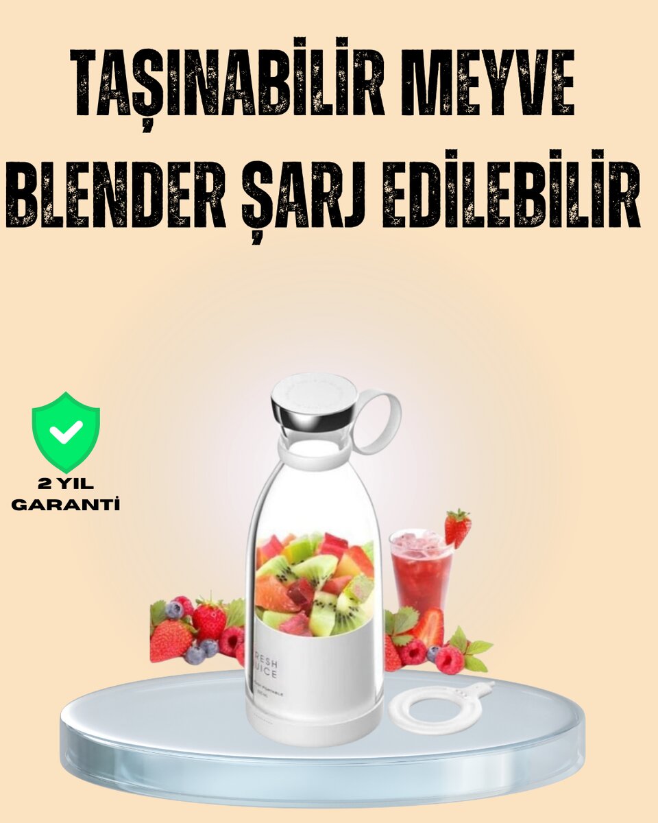 1200mAh Şarjlı, Hafif ve Pratik Taşınabilir Blender 1200mAh Şarjlı, Hafif ve Pratik Taşınabilir Blender
