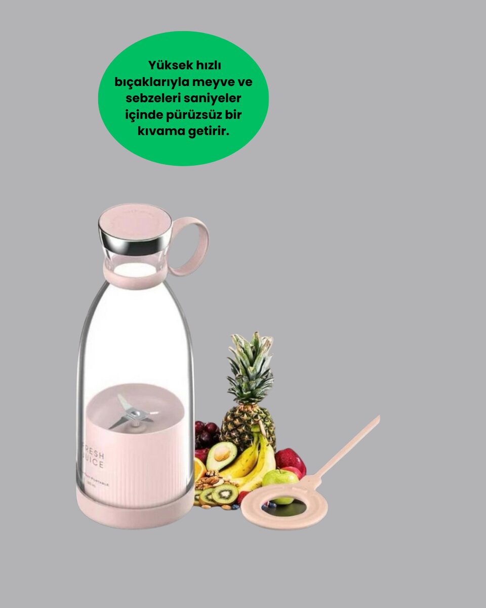 1200mAh Şarjlı, Hafif ve Pratik Taşınabilir Blender 1200mAh Şarjlı, Hafif ve Pratik Taşınabilir Blender