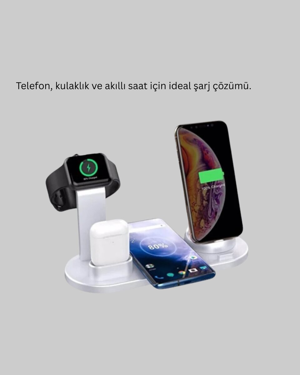 Masaüstü Düzenleyici 4’ü 1 Arada Kablosuz Şarj Aksesuarı Masaüstü Düzenleyici 4’ü 1 Arada Kablosuz Şarj Aksesuarı