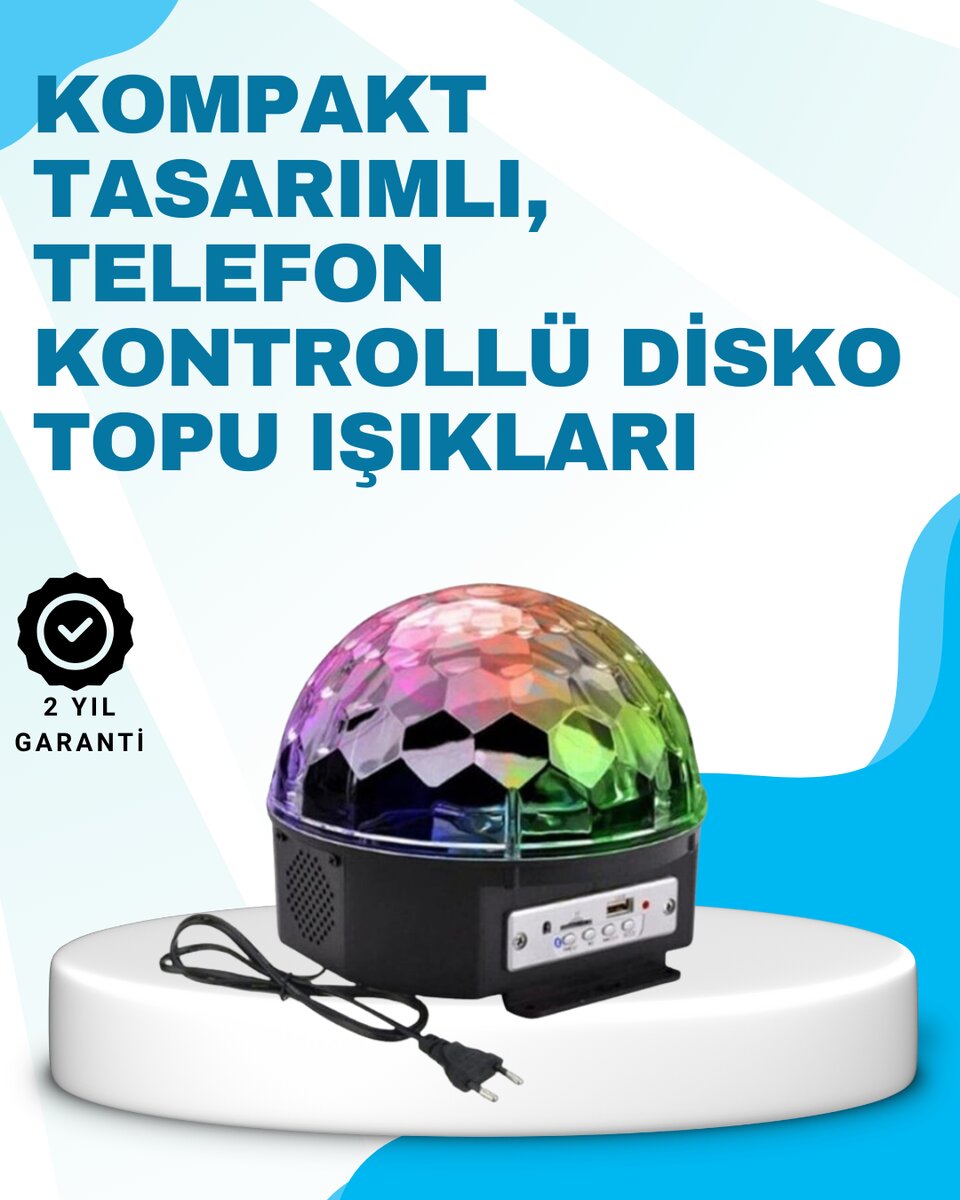 Bluetooth Bağlantılı Renkli Masaüstü Disko Topu Işık Gösterisi