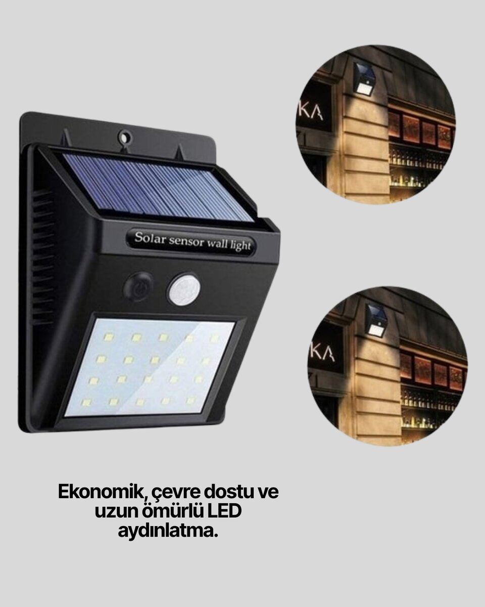 Kablo Gerektirmeyen Solar LED Bahçe ve Veranda Işığı Kablo Gerektirmeyen Solar LED Bahçe ve Veranda Işığı