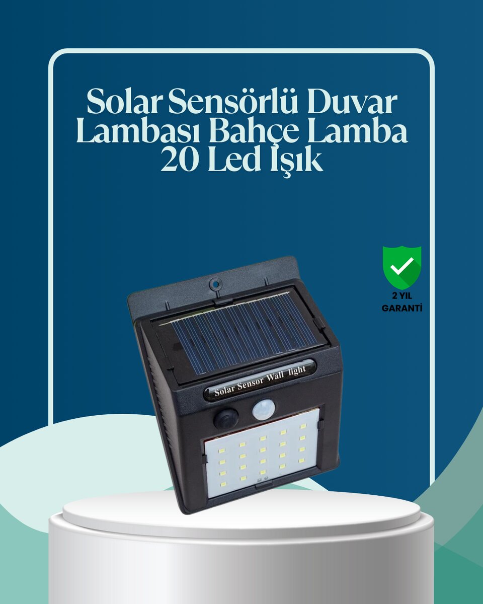 Sensörlü 20 LED Solar Duvar Lambası 3 Metre Algılama Mesafesi Sensörlü 20 LED Solar Duvar Lambası 3 Metre Algılama Mesafesi