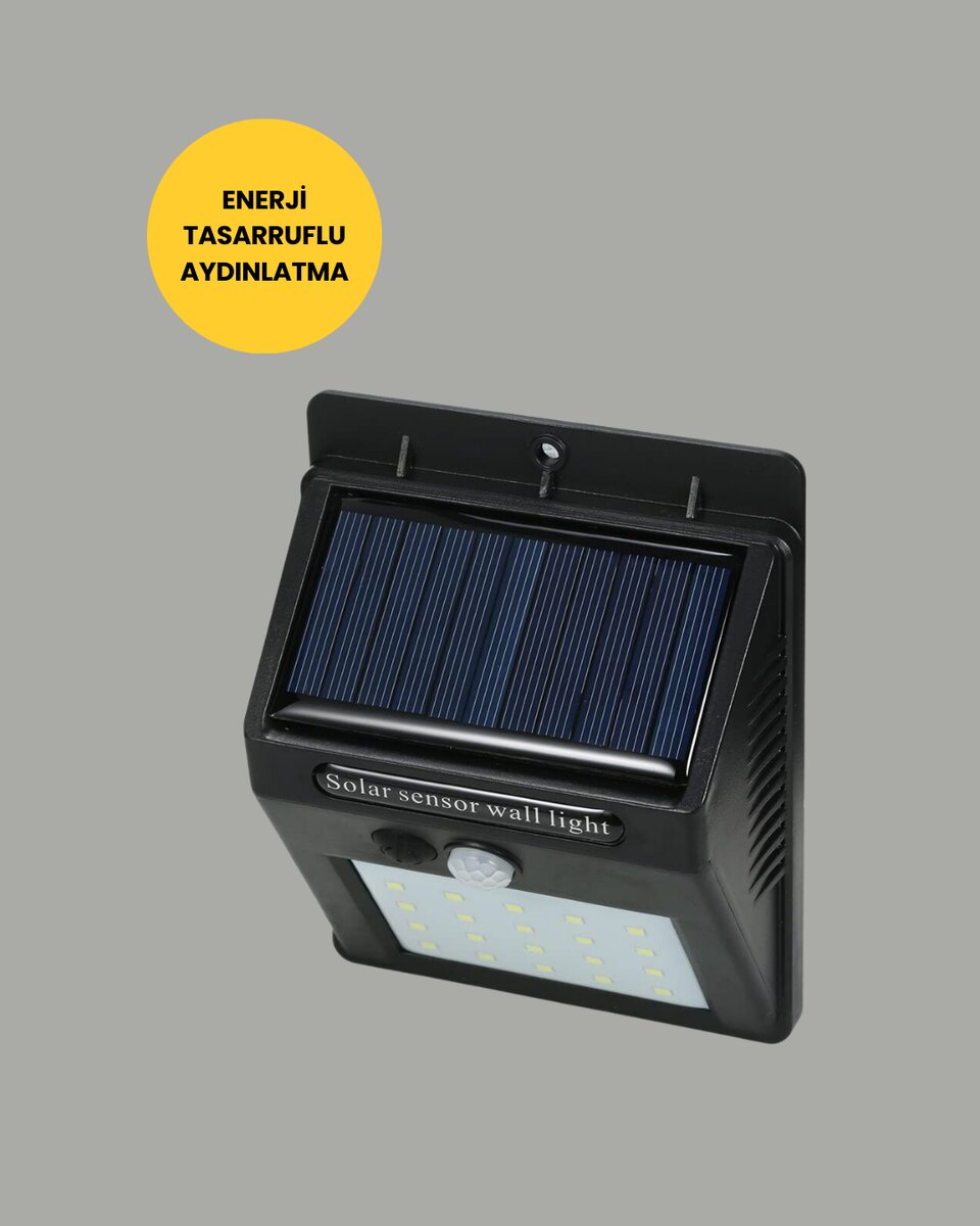 Sensörlü 20 LED Solar Duvar Lambası 3 Metre Algılama Mesafesi Sensörlü 20 LED Solar Duvar Lambası 3 Metre Algılama Mesafesi
