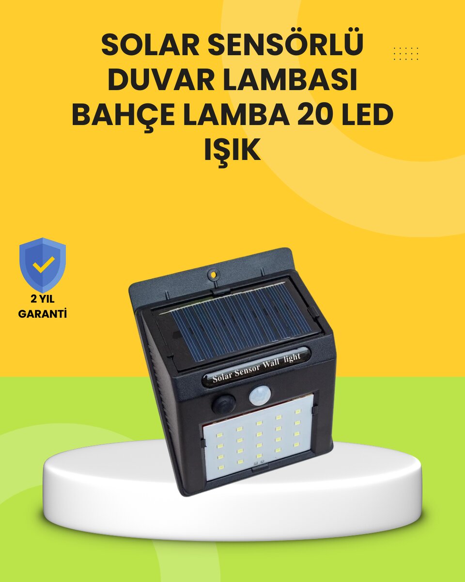 Güneş Paneli ile Şarj Olan 20 LED Dış Mekan Hareket Sensörlü Lamba Güneş Paneli ile Şarj Olan 20 LED Dış Mekan Hareket Sensörlü Lamba