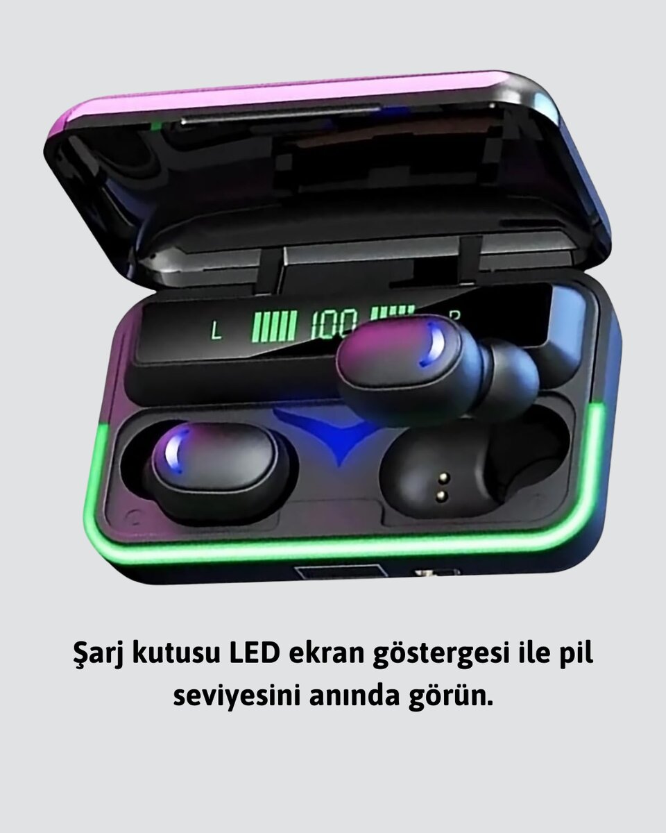Powerbank Özellikli Bluetooth 5.1 Kulaklık Oyun ve Müzik İçin Powerbank Özellikli Bluetooth 5.1 Kulaklık Oyun ve Müzik İçin