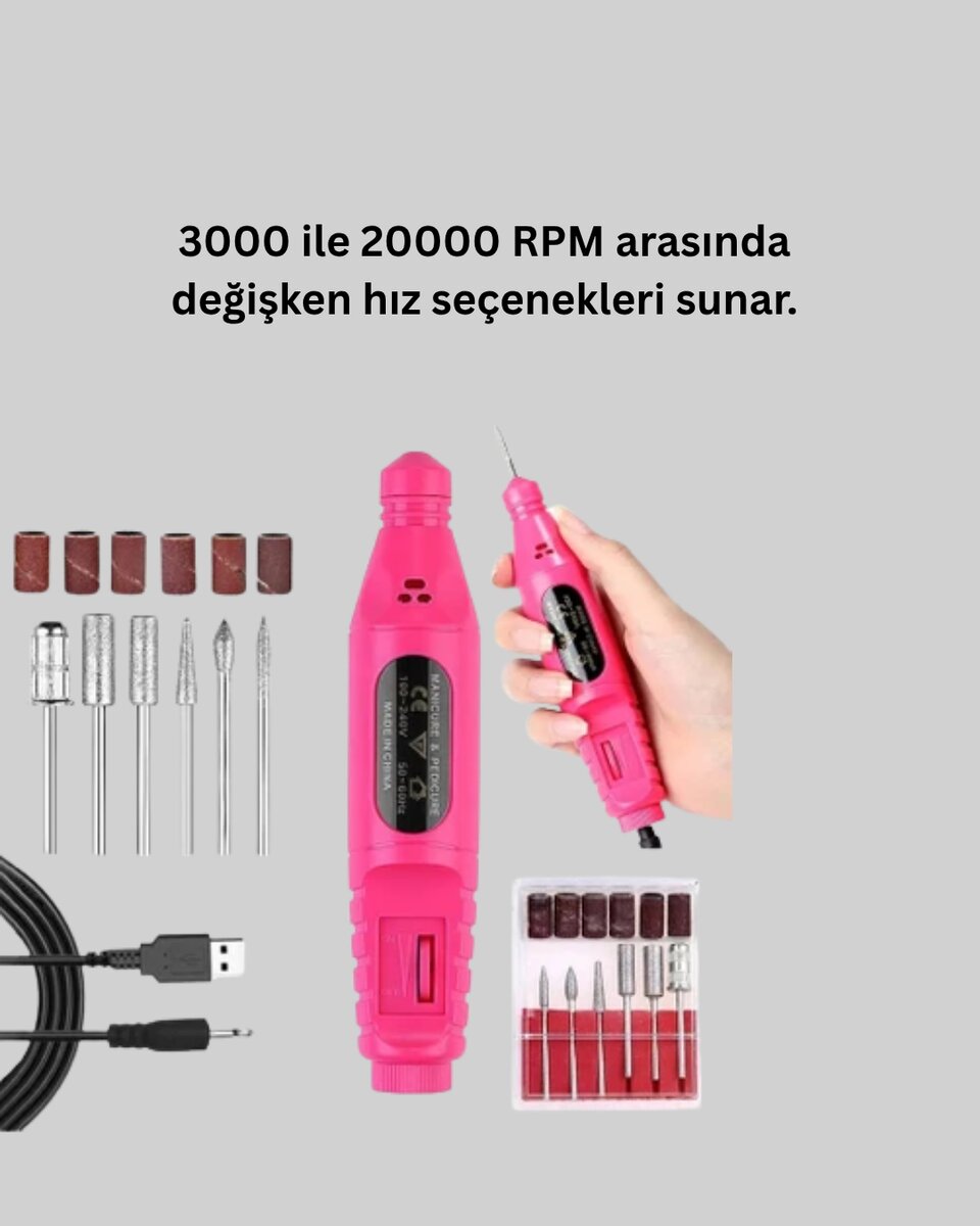 USB Şarjlı Çok Fonksiyonlu Tırnak Bakım Cihazı USB Şarjlı Çok Fonksiyonlu Tırnak Bakım Cihazı