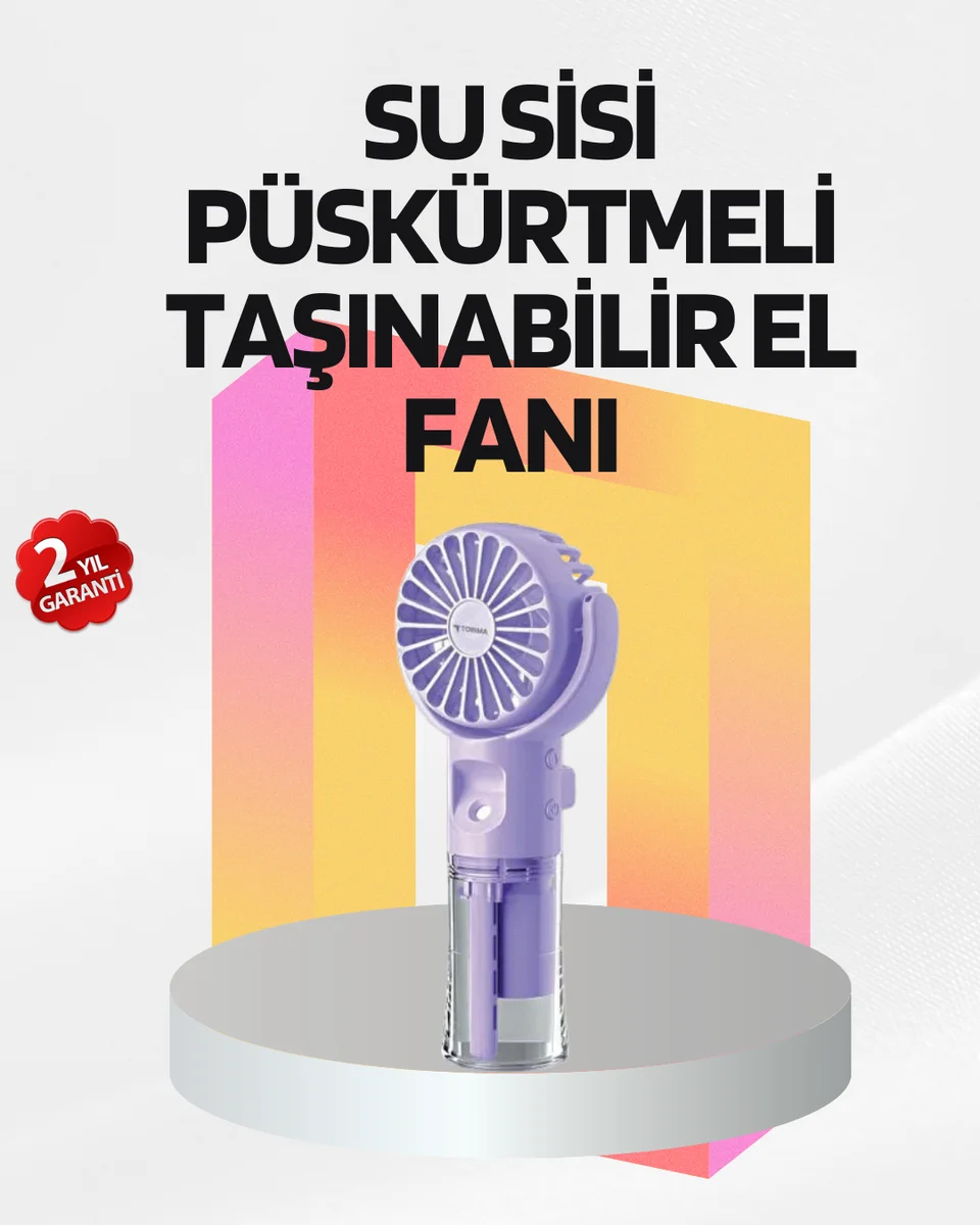 Şarjlı Su Buharlı El Vantilatörü – Taşınabilir Serinletici Fan
