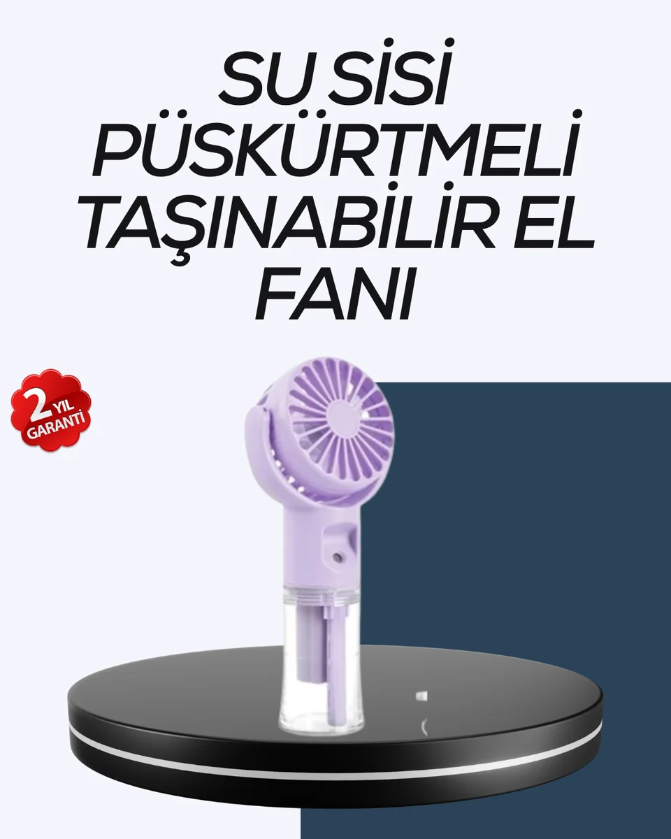 Masaüstü ve Elde Kullanıma Uygun Su Buharlı Şarjlı Fan Masaüstü ve Elde Kullanıma Uygun Su Buharlı Şarjlı Fan