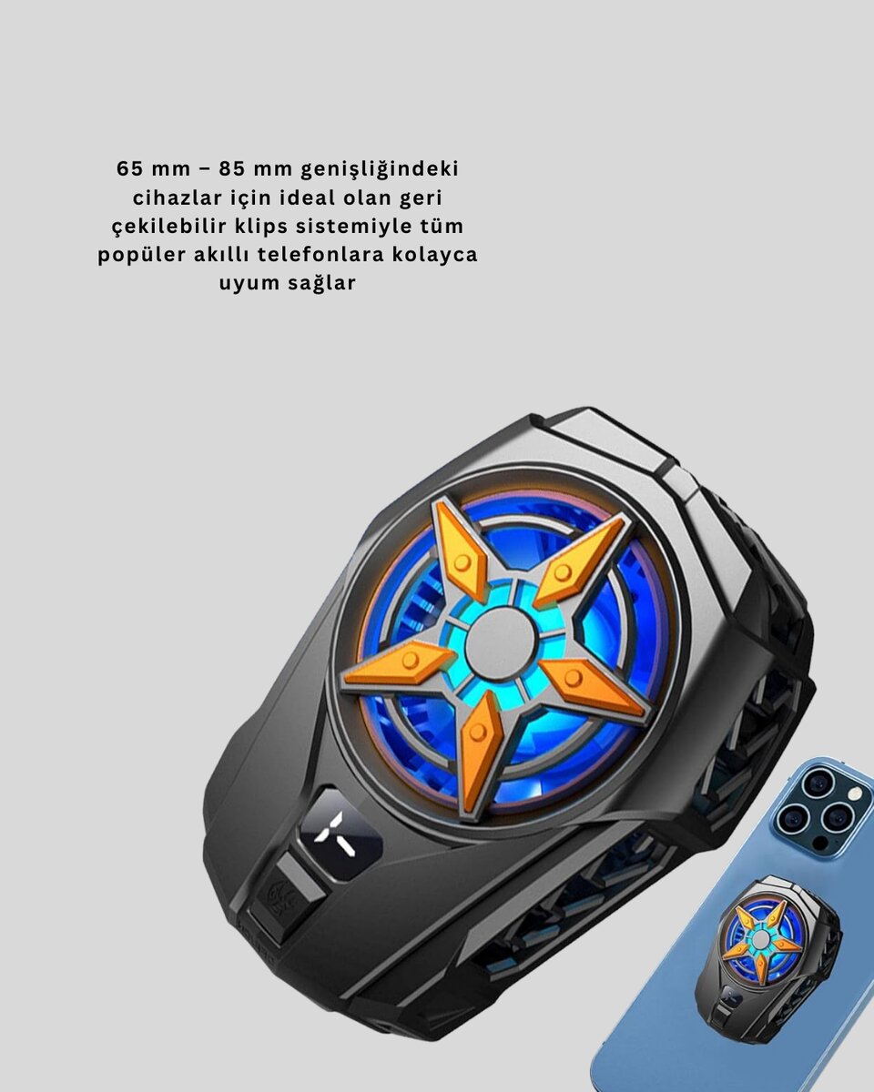 Oyunlar İçin Güçlü Telefon Soğutucu Fan Dijital Ekranlı Oyunlar İçin Güçlü Telefon Soğutucu Fan Dijital Ekranlı
