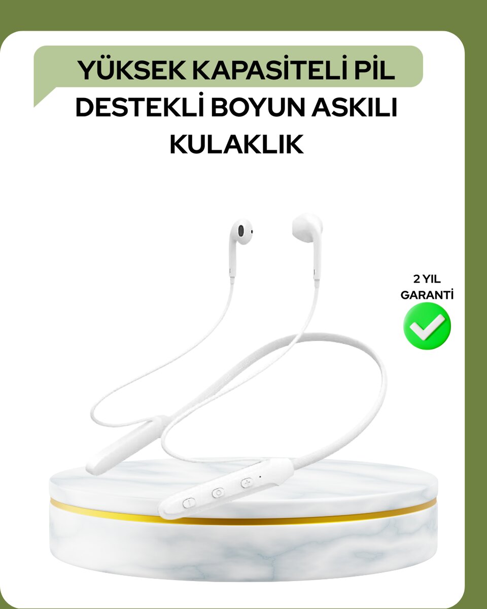100 Saat Pil Ömrü Boyun Askılı Bluetooth Kablosuz Kulaklık 100 Saat Pil Ömrü Boyun Askılı Bluetooth Kablosuz Kulaklık