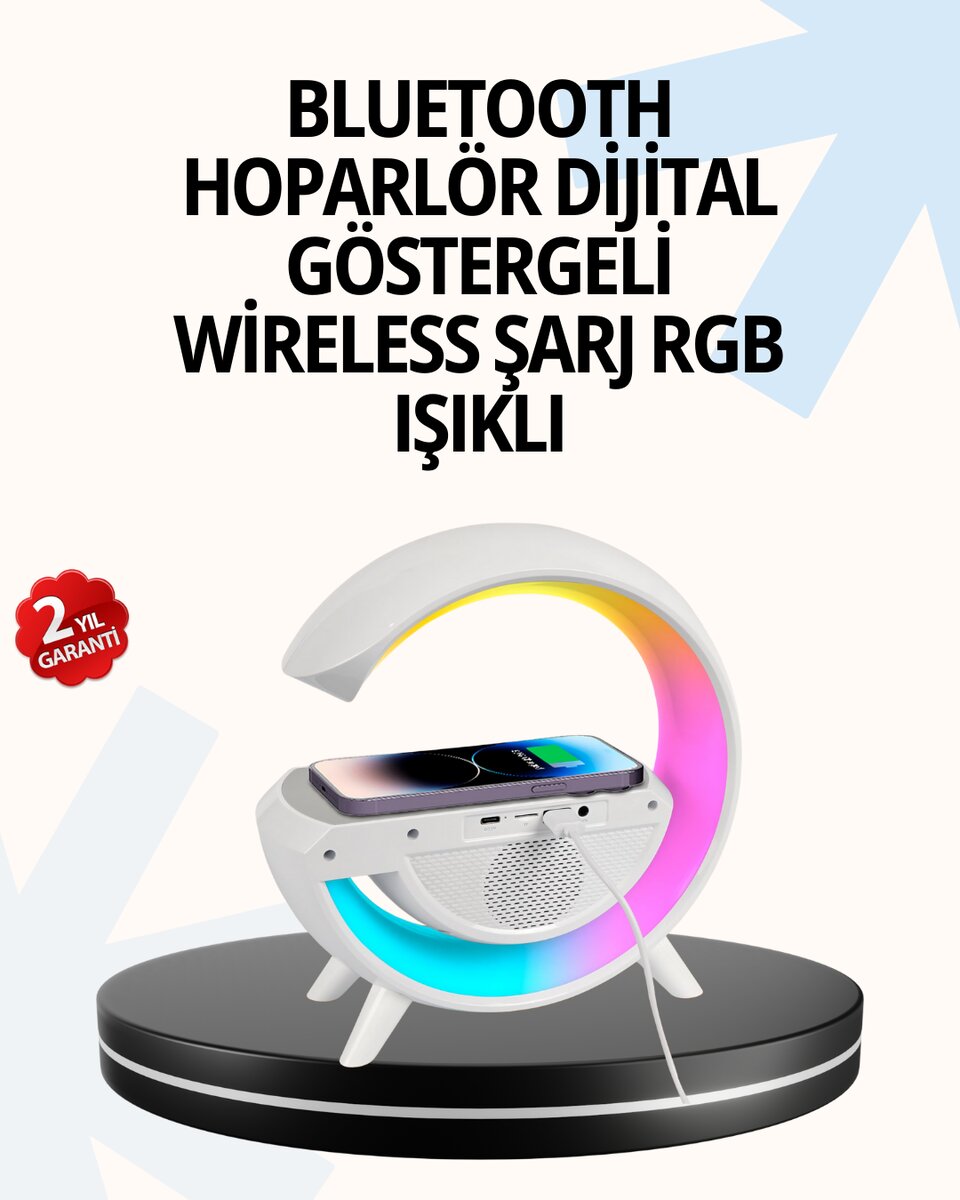 15W Hızlı Şarj Destekli LED Atmosfer Işığı ve Alarm Fonksiyonlu Lamba 15W Hızlı Şarj Destekli LED Atmosfer Işığı ve Alarm Fonksiyonlu Lamba