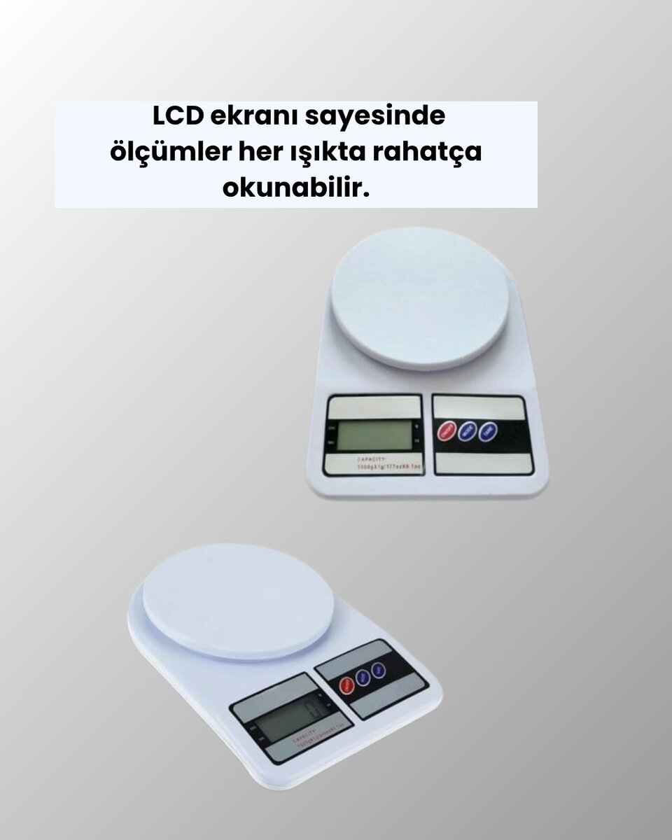 Beyaz Plastik Dijital Mutfak Tartısı – 24x16.8x1.5cm Beyaz Plastik Dijital Mutfak Tartısı – 24x16.8x1.5cm