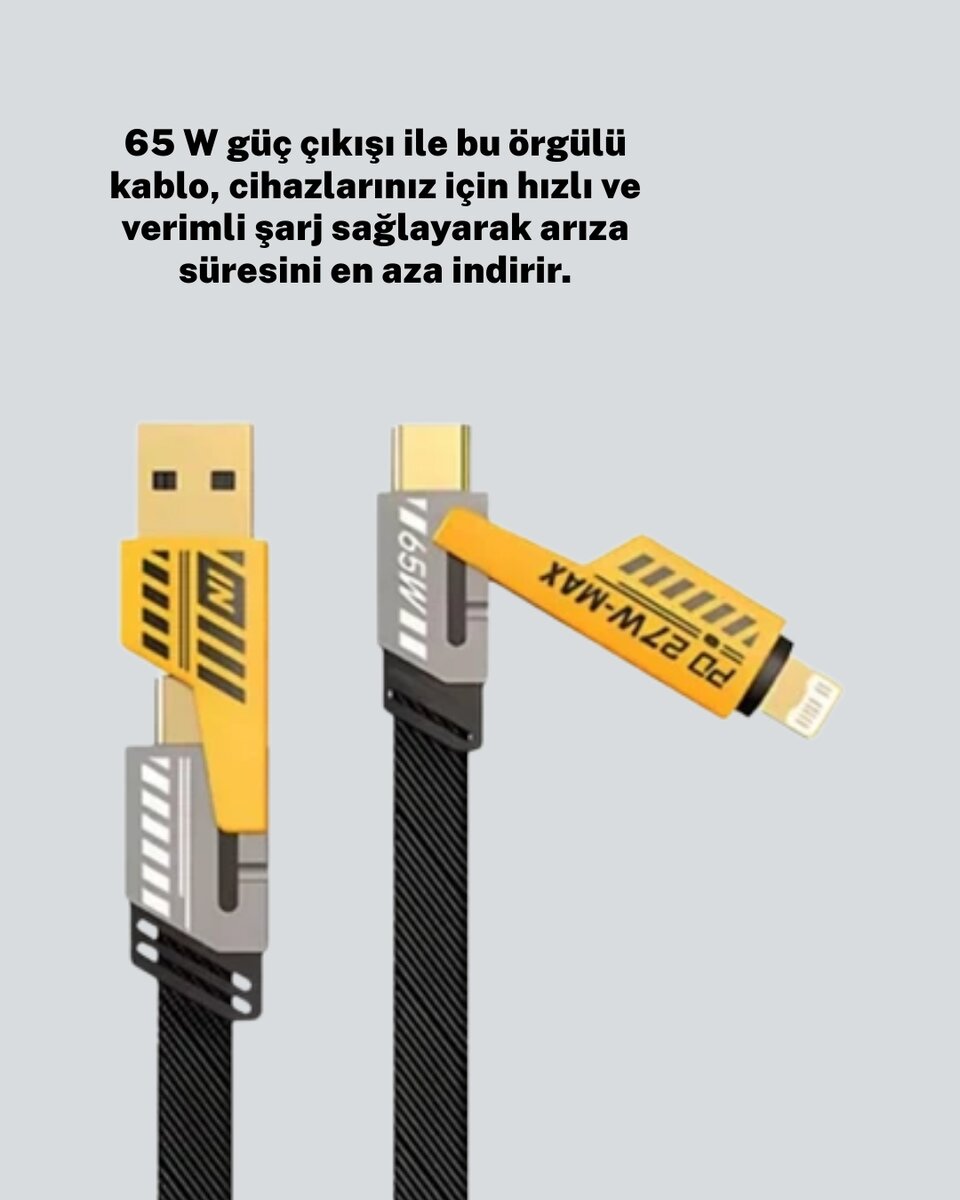 Akıllı Telefon Tablet Laptop Uyumlu 65W Güçlü Veri Kablosu Akıllı Telefon Tablet Laptop Uyumlu 65W Güçlü Veri Kablosu