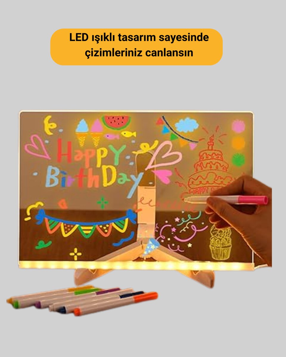 Çocuklar ve Yetişkinler İçin USB LED Işıklı Çizim Panosu