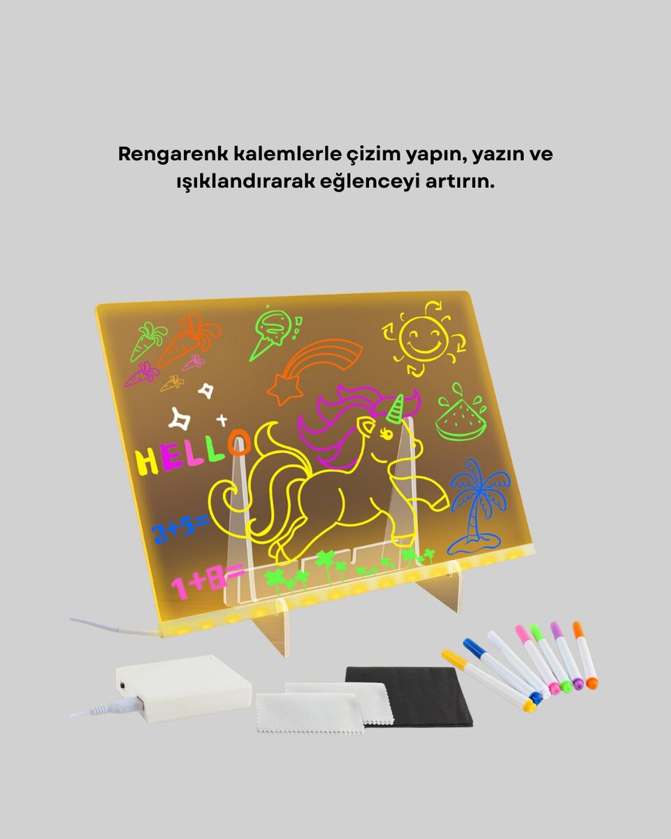 Silinebilir LED Mesaj Tahtası 7 Renkli Kalem Dahil Silinebilir LED Mesaj Tahtası 7 Renkli Kalem Dahil