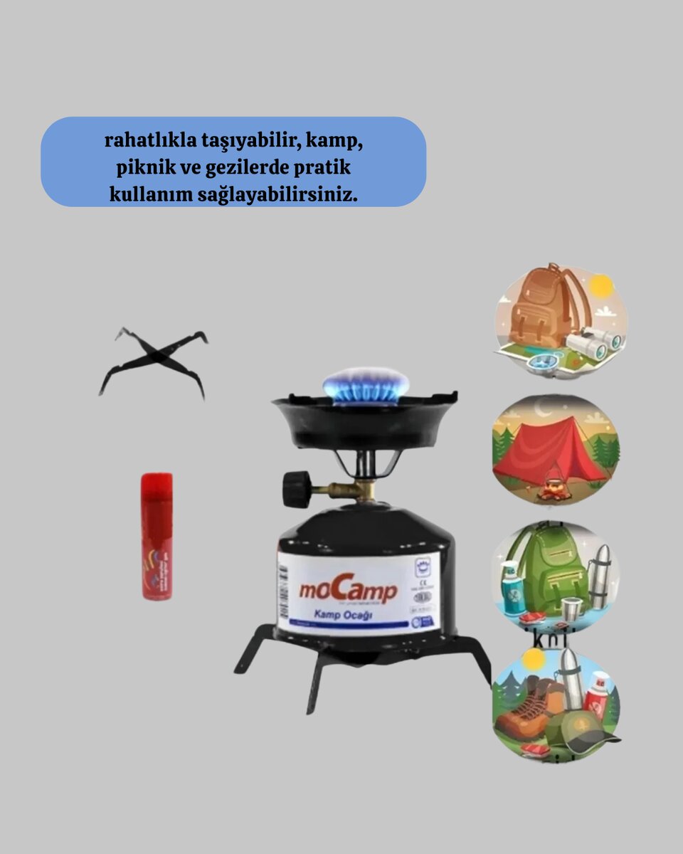 Outdoor Kamp Ocağı Seti Çakmak Gazlı Taşınabilir