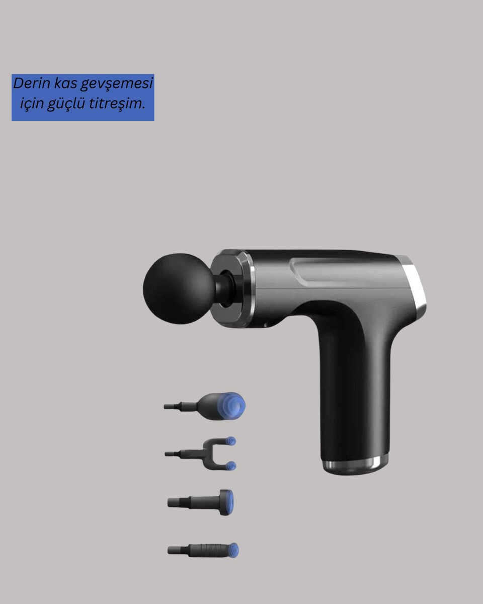 Mini Masaj Tabancası 4 Başlık 6 Hız Ayarlı Mini Masaj Tabancası 4 Başlık 6 Hız Ayarlı