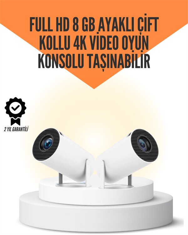 10.000 Oyun Destekli, Çift Kollu 4K Projeksiyon – HDMI, USB, AUX, Ethernet Yok 10.000 Oyun Destekli, Çift Kollu 4K Projeksiyon – HDMI, USB, AUX, Ethernet Yok