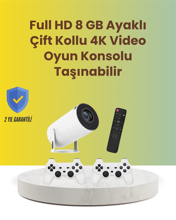 TÇift Kollu Tasarımlı Kablosuz Projeksiyon – 4K, 10.000 Oyun ve Smart App Desteği TÇift Kollu Tasarımlı Kablosuz Projeksiyon – 4K, 10.000 Oyun ve Smart App Desteği