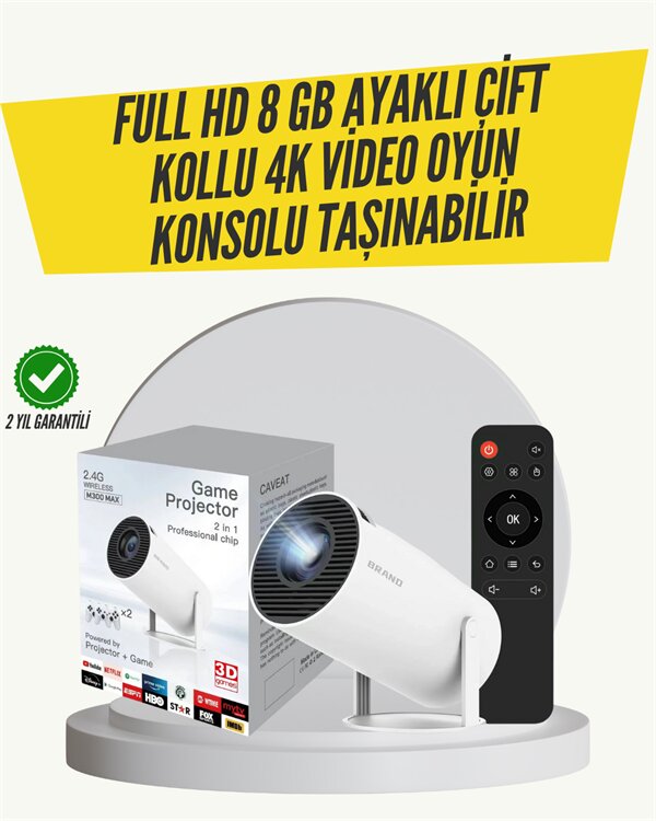 Kablosuz 4K Projeksiyon – Wi‑Fi 6 & Bluetooth 5.0 ile Oyun ve Uygulama Merkezli Kablosuz 4K Projeksiyon – Wi‑Fi 6 & Bluetooth 5.0 ile Oyun ve Uygulama Merkezli