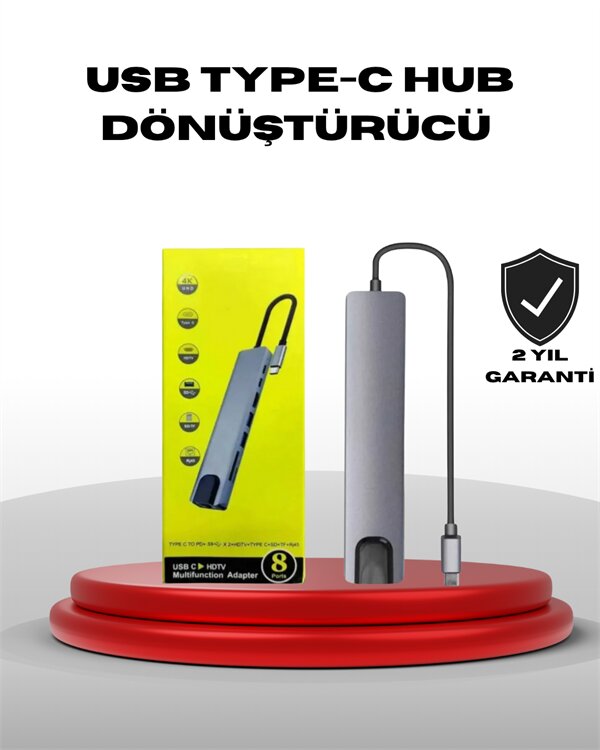 4K HDMI Çıkışlı, Gigabit Ethernet'li USB‑C Çoklu Port Hub 4K HDMI Çıkışlı, Gigabit Ethernet'li USB‑C Çoklu Port Hub