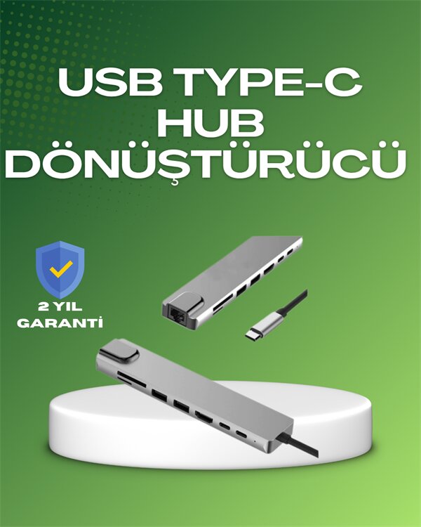 Seyahat Dostu 8‑in‑1 Hub – Şarj & Veri & Video & Ağ için Eksiksiz Çözüm Seyahat Dostu 8‑in‑1 Hub – Şarj & Veri & Video & Ağ için Eksiksiz Çözüm
