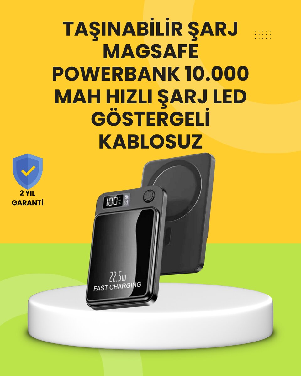 Manyetik ve Hızlı Kablosuz Şarj Güç Bankası Powerbank Manyetik ve Hızlı Kablosuz Şarj Güç Bankası Powerbank