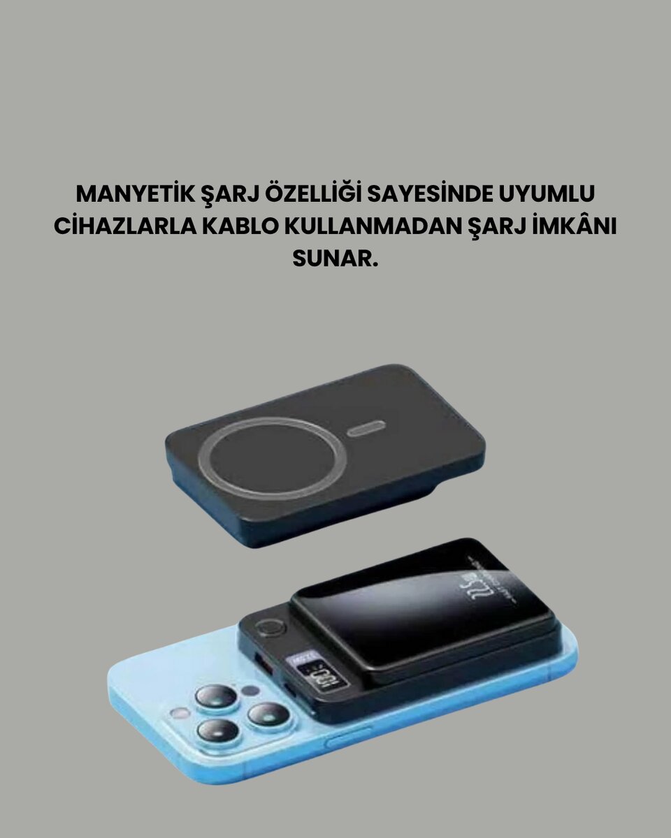 20W PD ve 15W Manyetik Kablosuz Şarj Destekli Taşınabilir Powerbank 20W PD ve 15W Manyetik Kablosuz Şarj Destekli Taşınabilir Powerbank
