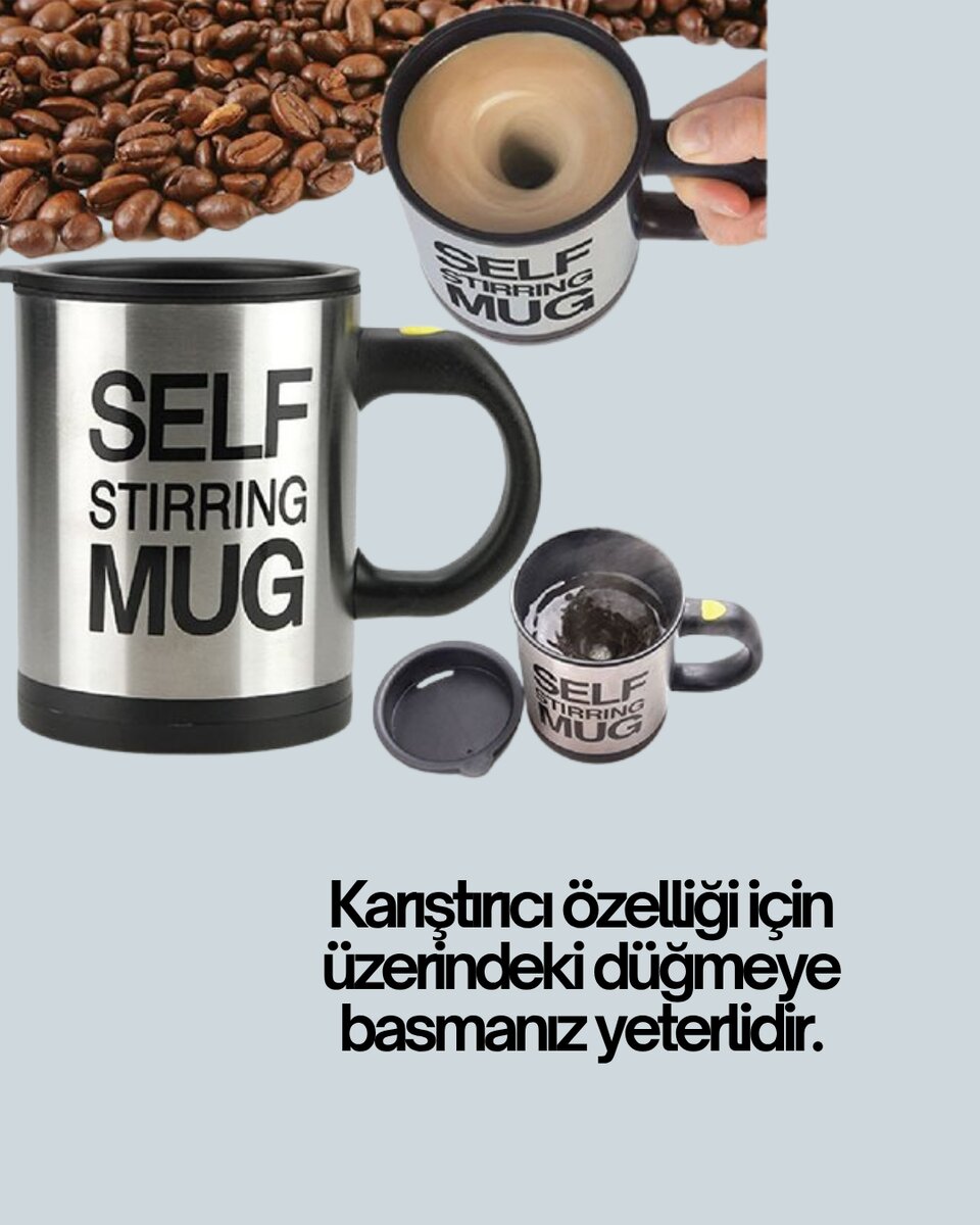 Kendi Kendini Karıştıran Termos Kupa – Pratik, Güçlü Motorlu ve Termos Özellikli