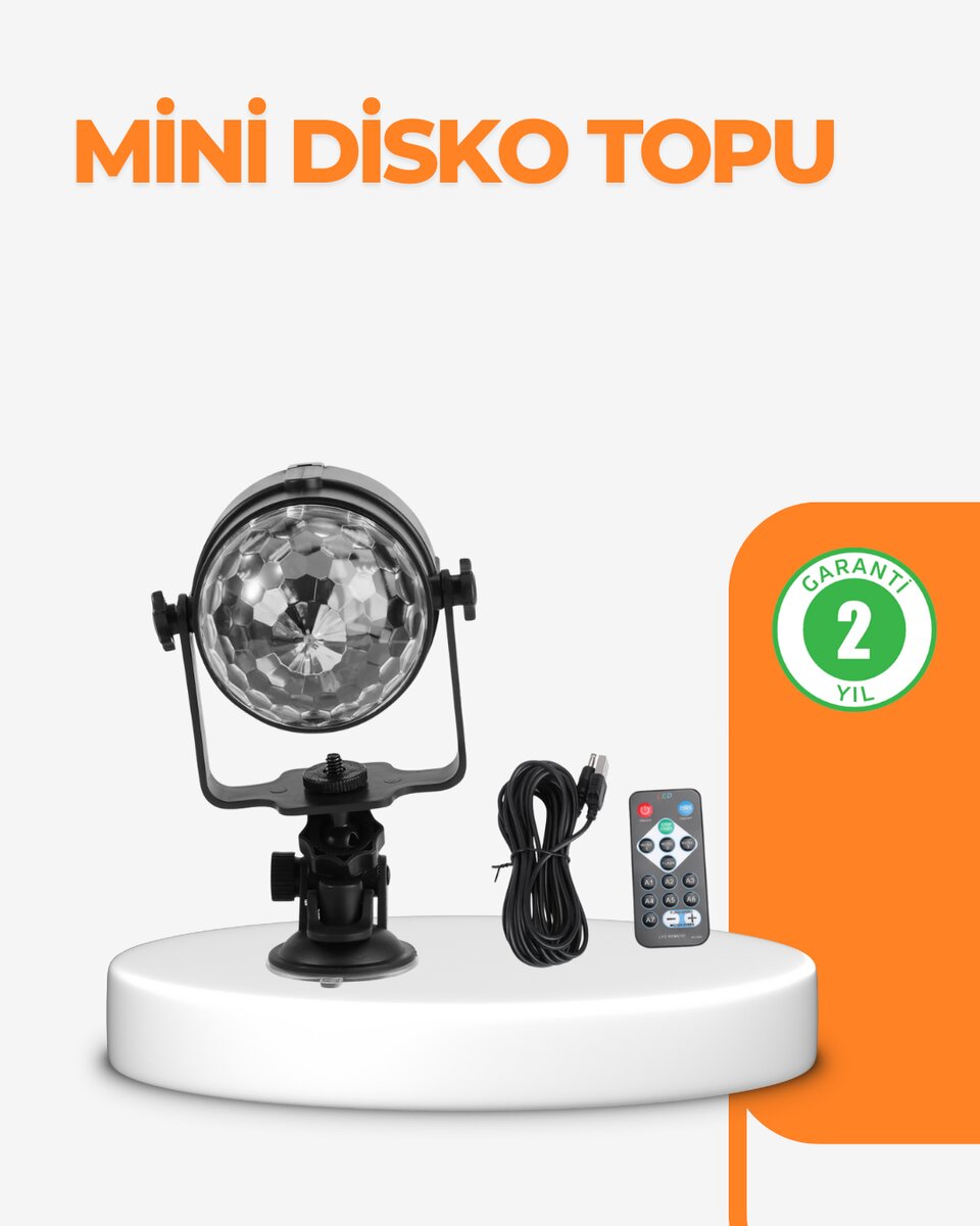 3 Renk 7 Mod Döner Disko Topu Işık 3 Renk 7 Mod Döner Disko Topu Işık