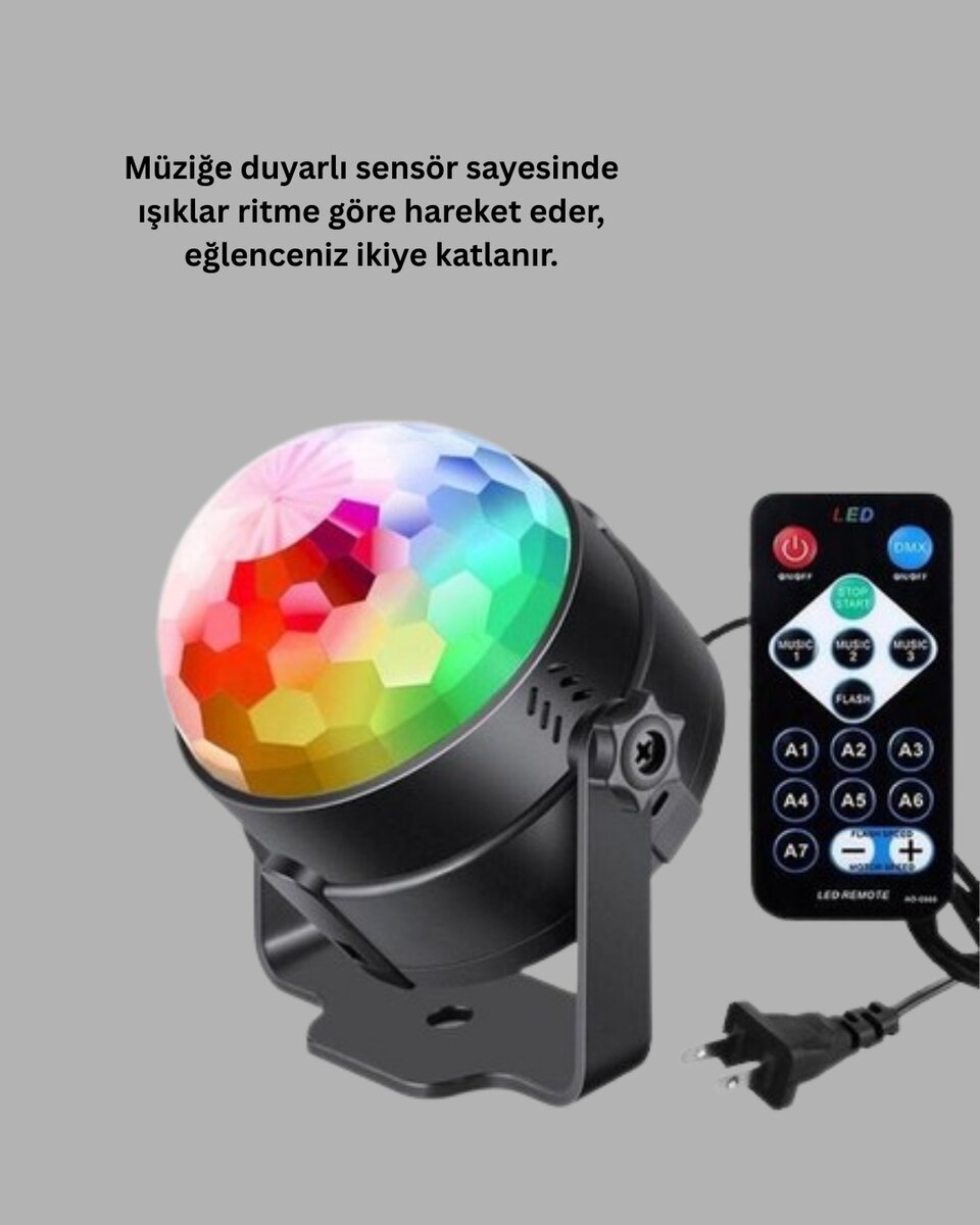 3 Renk 7 Mod Döner Disko Topu Işık 3 Renk 7 Mod Döner Disko Topu Işık