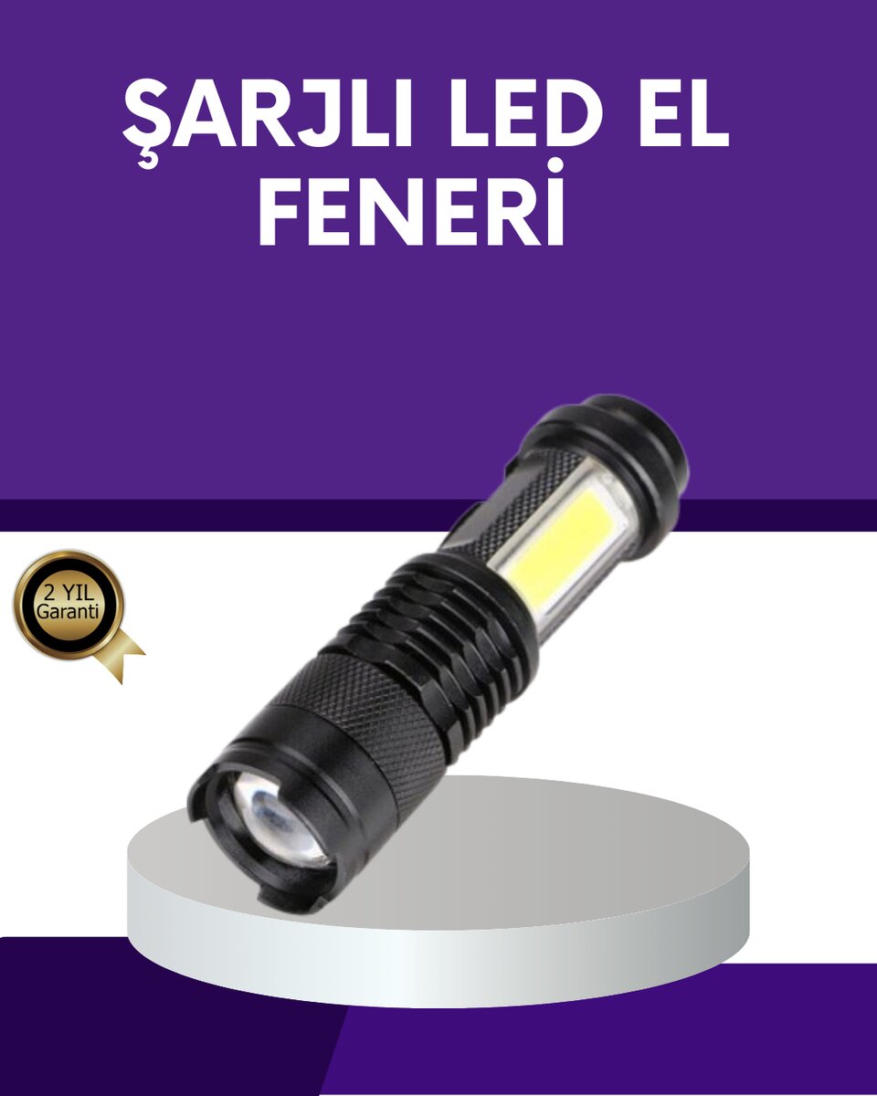 Şarjlı Mini LED El Feneri 2000 Lümen Su Geçirmez Şarjlı Mini LED El Feneri 2000 Lümen Su Geçirmez