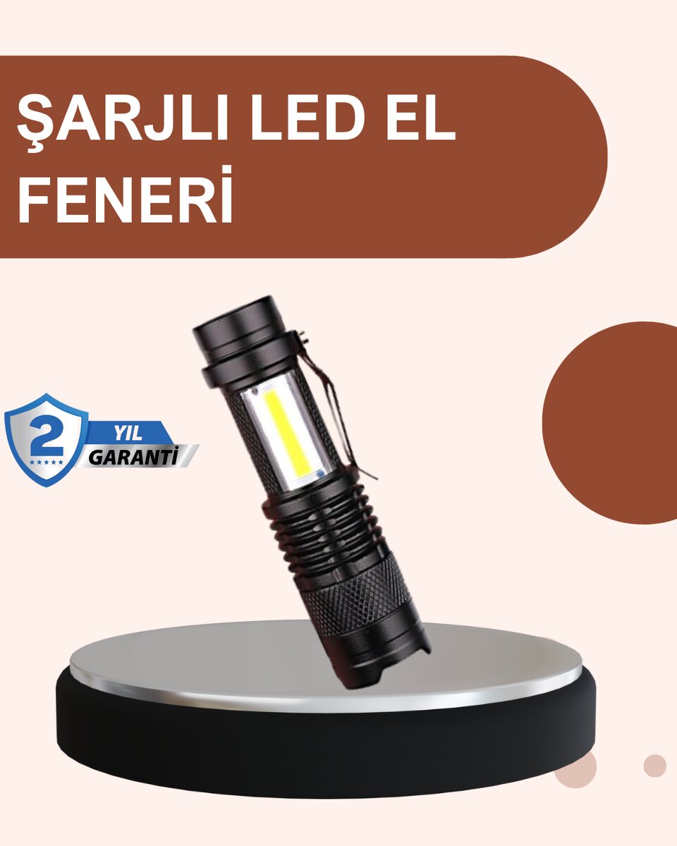 Alüminyum Gövdeli 2000 Lümen Güçlü LED El Feneri Alüminyum Gövdeli 2000 Lümen Güçlü LED El Feneri