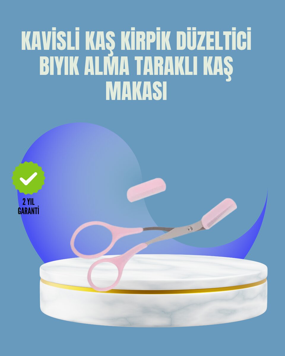 Tarak ve Fırça Başlıklı Kaş Şekillendirme Makası Tarak ve Fırça Başlıklı Kaş Şekillendirme Makası