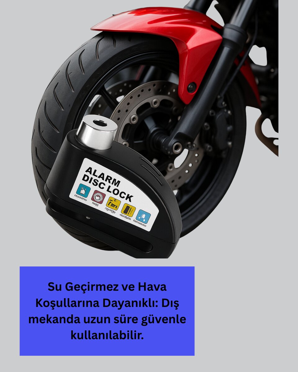 Su Geçirmez Alarm Disk Kilidi Motosiklet Scooter Bisiklet Güvenlik Su Geçirmez Alarm Disk Kilidi Motosiklet Scooter Bisiklet Güvenlik