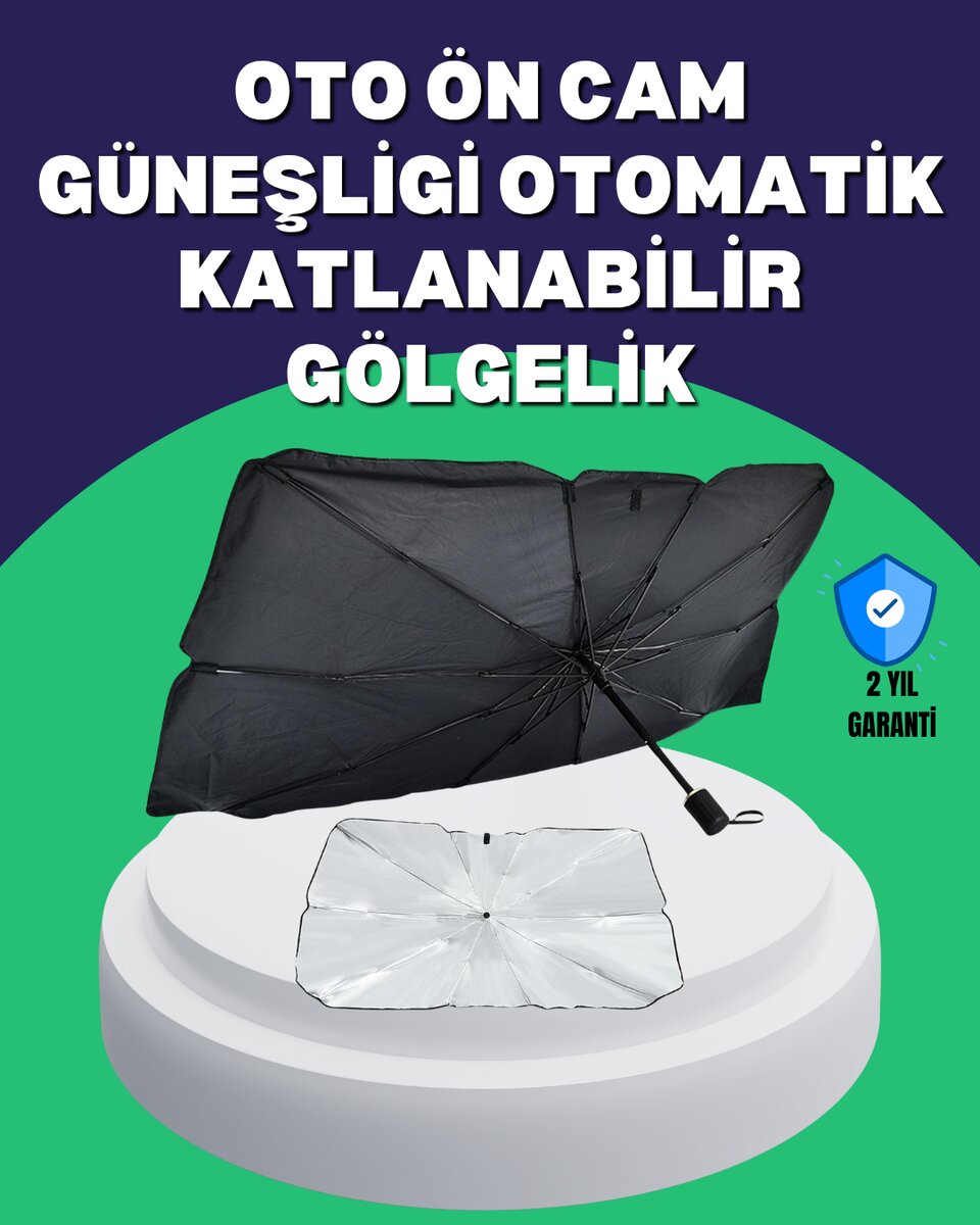 Şemsiye Tasarımlı Katlanabilir Araç Güneşliği – Geniş Uyumlu, UV Koruma Şemsiye Tasarımlı Katlanabilir Araç Güneşliği – Geniş Uyumlu, UV Koruma