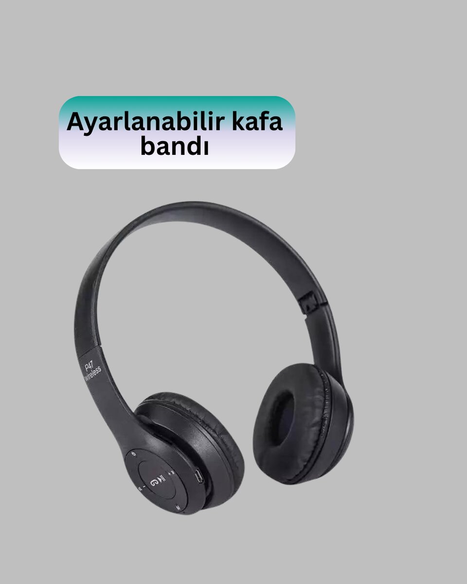 Ayarlanabilir Baş Bandı ve Yumuşak Kulak Yastıklı Bluetooth Kulaklık Ayarlanabilir Baş Bandı ve Yumuşak Kulak Yastıklı Bluetooth Kulaklık