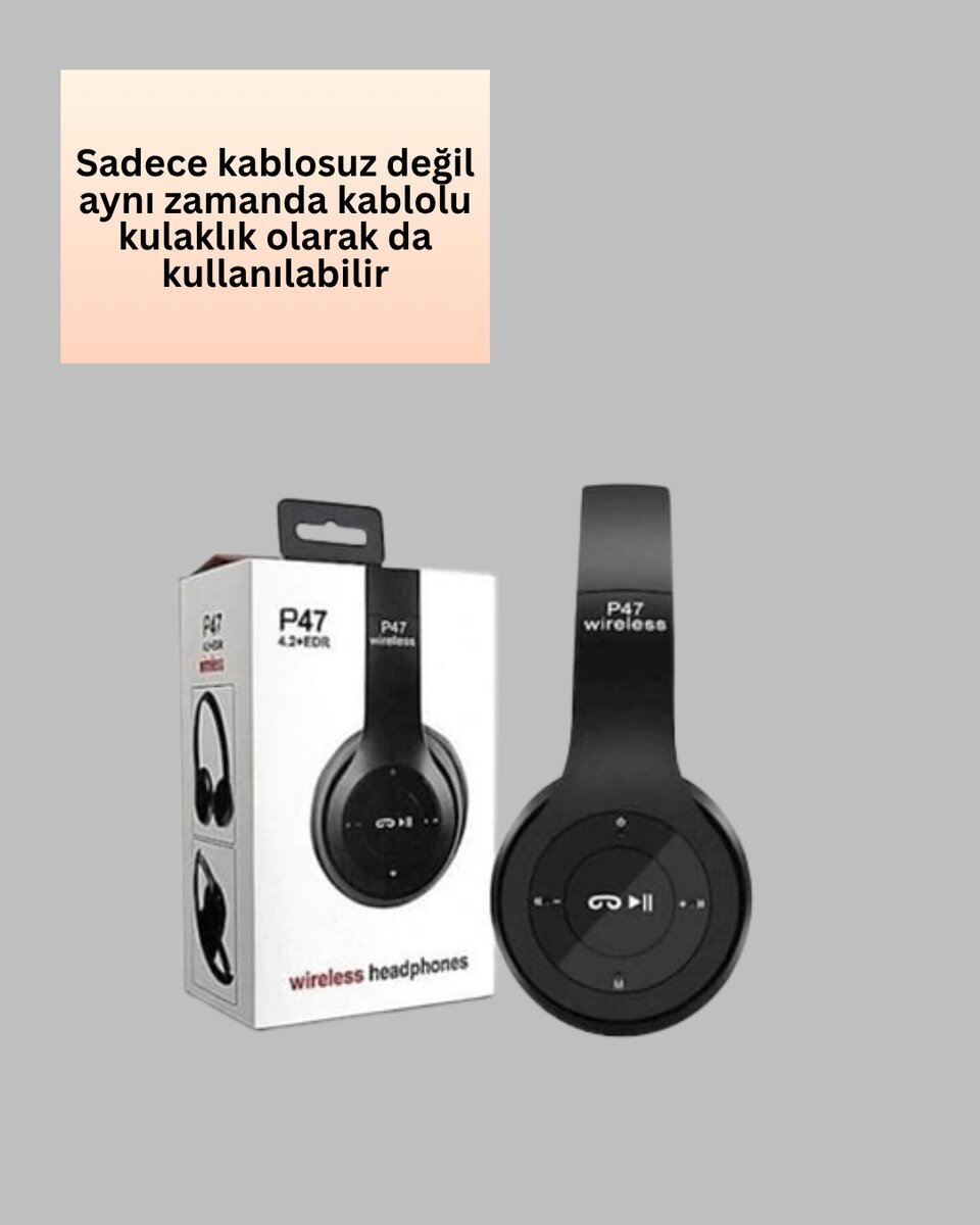 Bluetooth 5.0 Kablosuz Kulak Üstü Kulaklık | Stereo Ses ve Katlanabilir Tasarım Bluetooth 5.0 Kablosuz Kulak Üstü Kulaklık | Stereo Ses ve Katlanabilir Tasarım