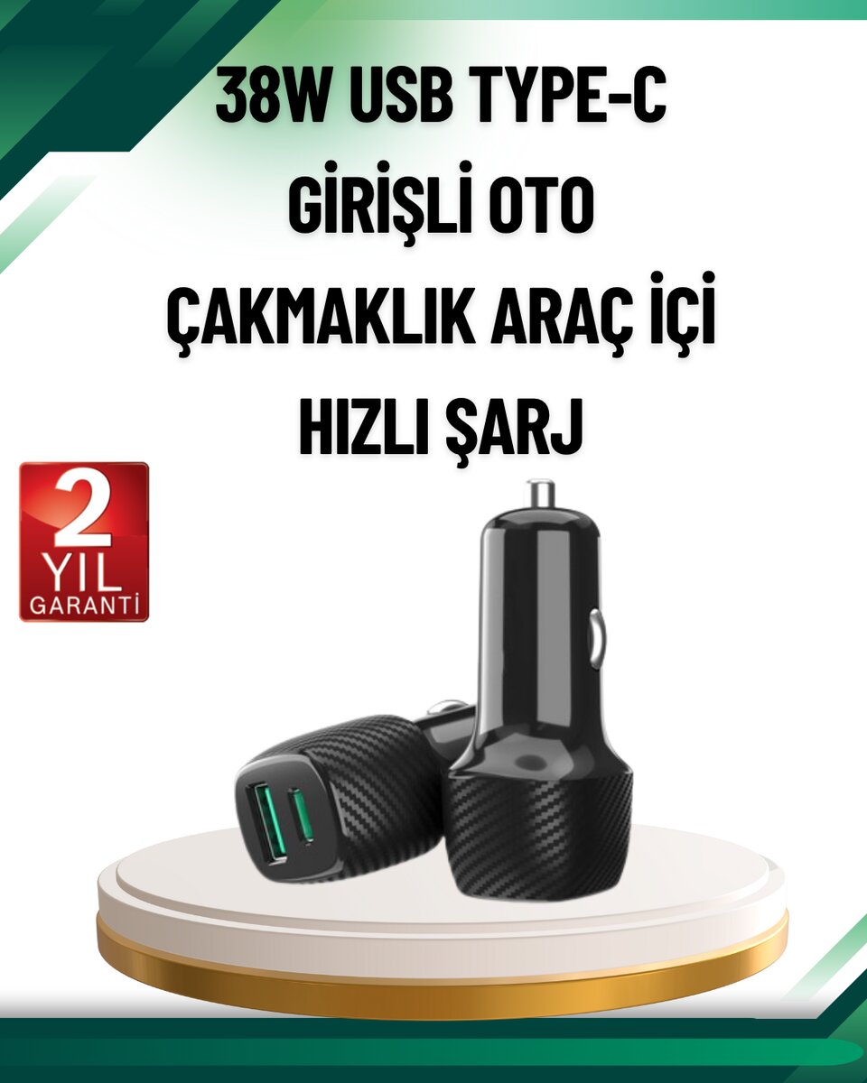 3A Güç Kapasiteli USB & Type-C Çakmaklık Şarj Adaptörü 3A Güç Kapasiteli USB & Type-C Çakmaklık Şarj Adaptörü