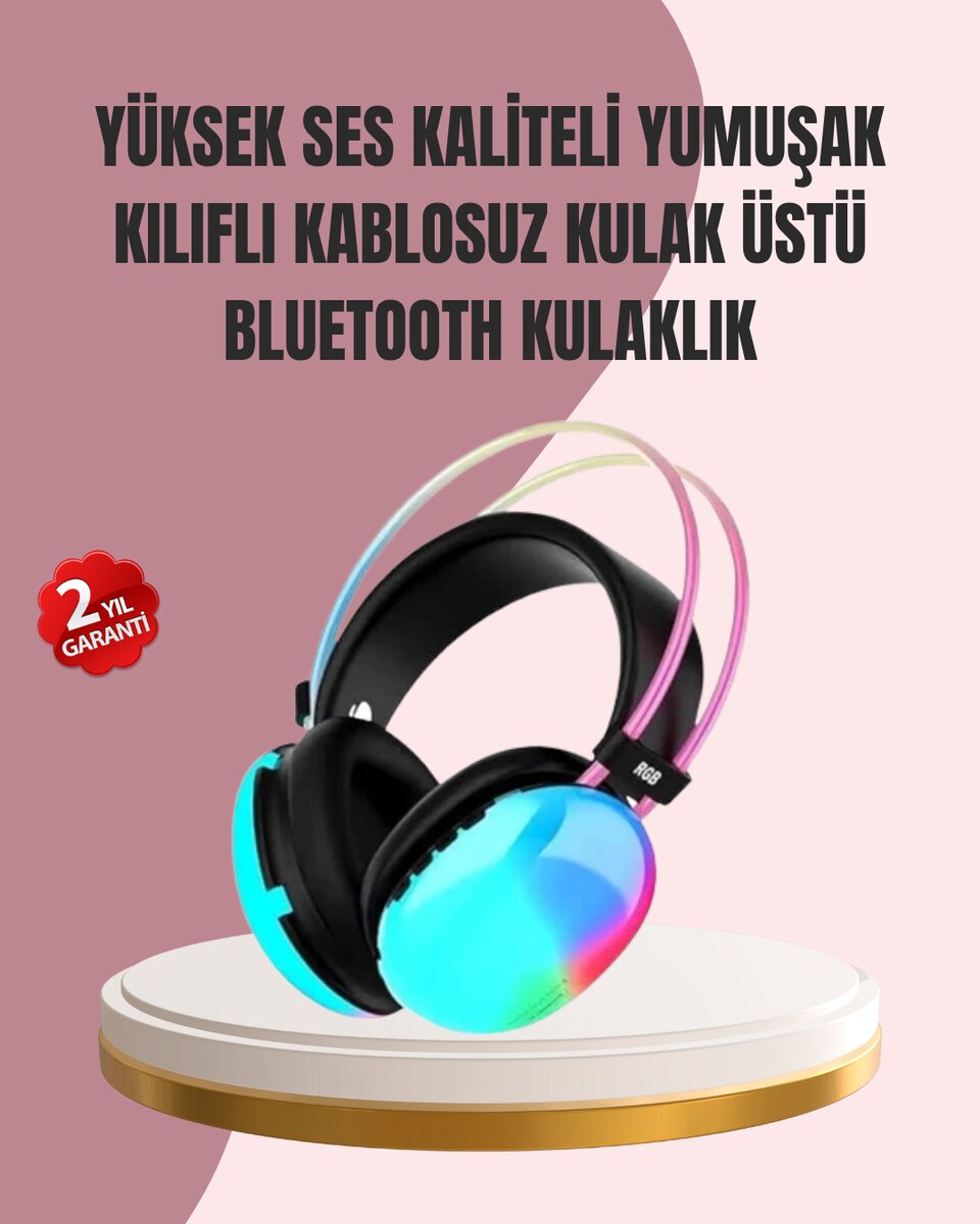 Düşük Gecikmeli Bluetooth 5.3 Gaming Kulaklık – RGB Işıklı Düşük Gecikmeli Bluetooth 5.3 Gaming Kulaklık – RGB Işıklı