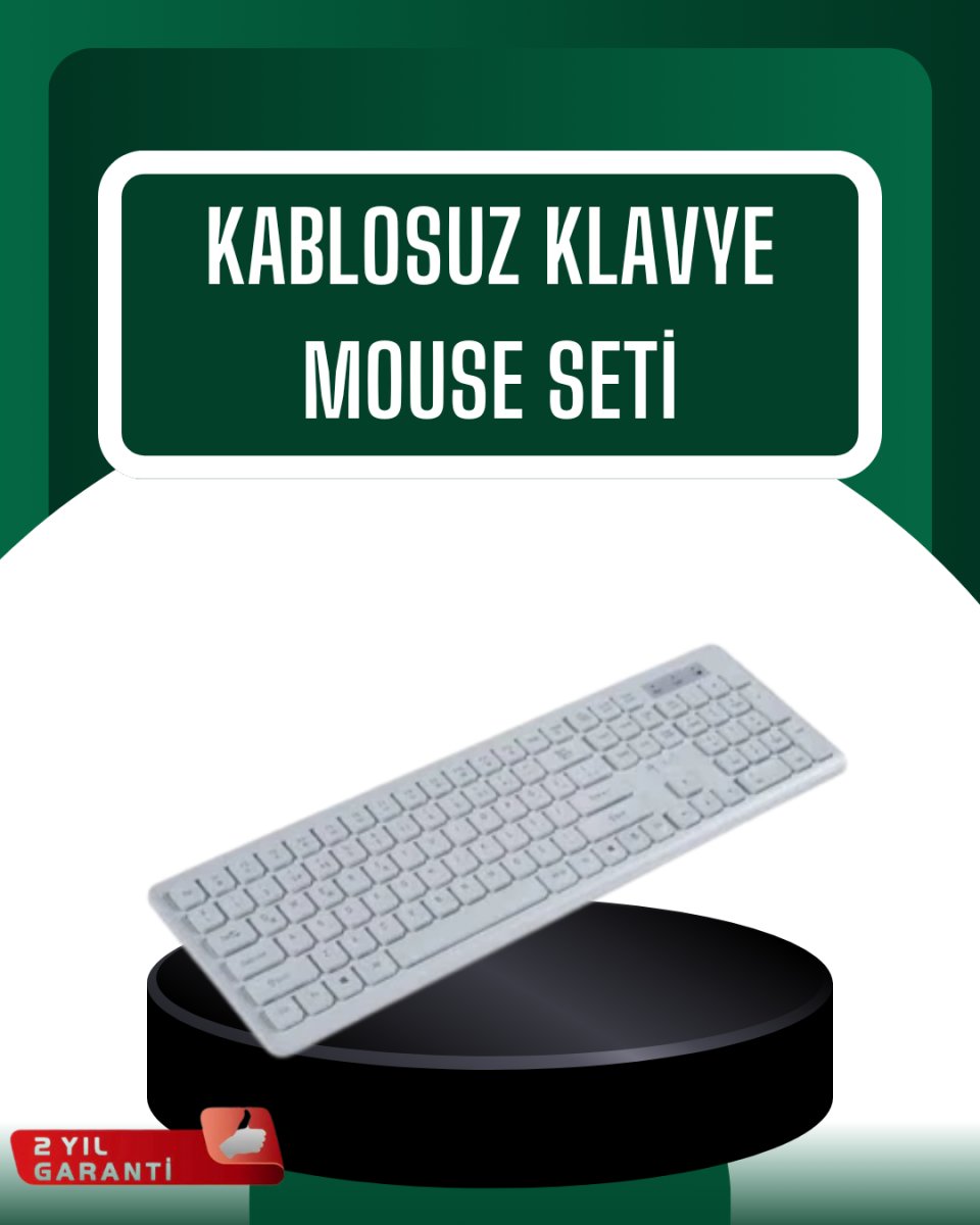 USB Alıcılı Kablosuz Klavye Mouse - Geniş Uyumluluk, Sessiz Tuşlar USB Alıcılı Kablosuz Klavye Mouse - Geniş Uyumluluk, Sessiz Tuşlar