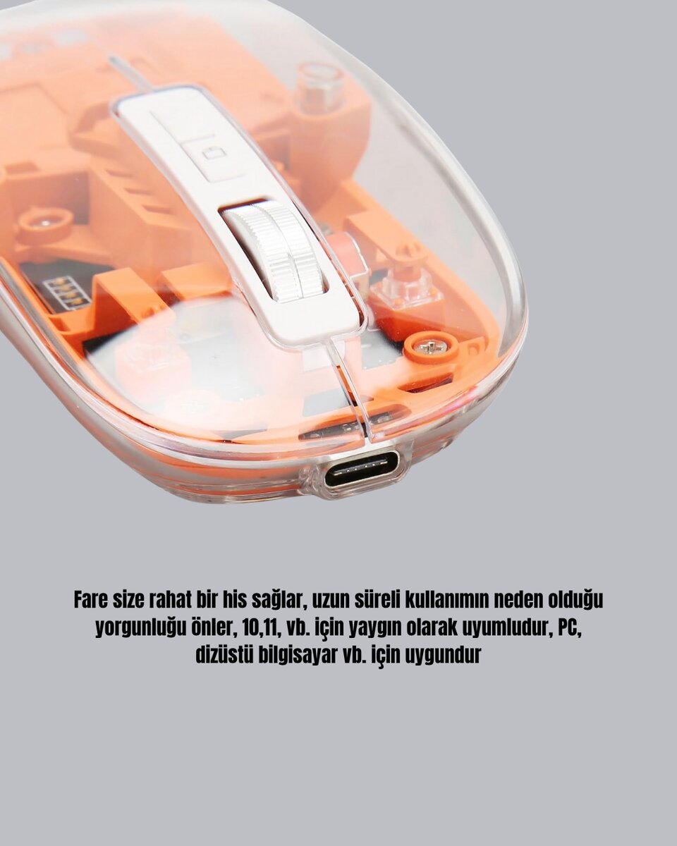 Sessiz ve Ergonomik Kablosuz Fare - 30 Gün Kullanım, 2 Modlu Bağlantı Sessiz ve Ergonomik Kablosuz Fare - 30 Gün Kullanım, 2 Modlu Bağlantı