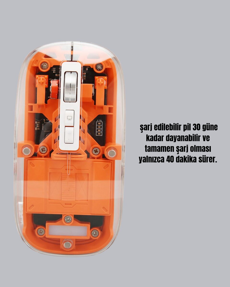 Kablosuz, Sessiz, Ergonomik ve Şarjlı Fare - Gelişmiş Çoklu Cihaz Desteği Kablosuz, Sessiz, Ergonomik ve Şarjlı Fare - Gelişmiş Çoklu Cihaz Desteği