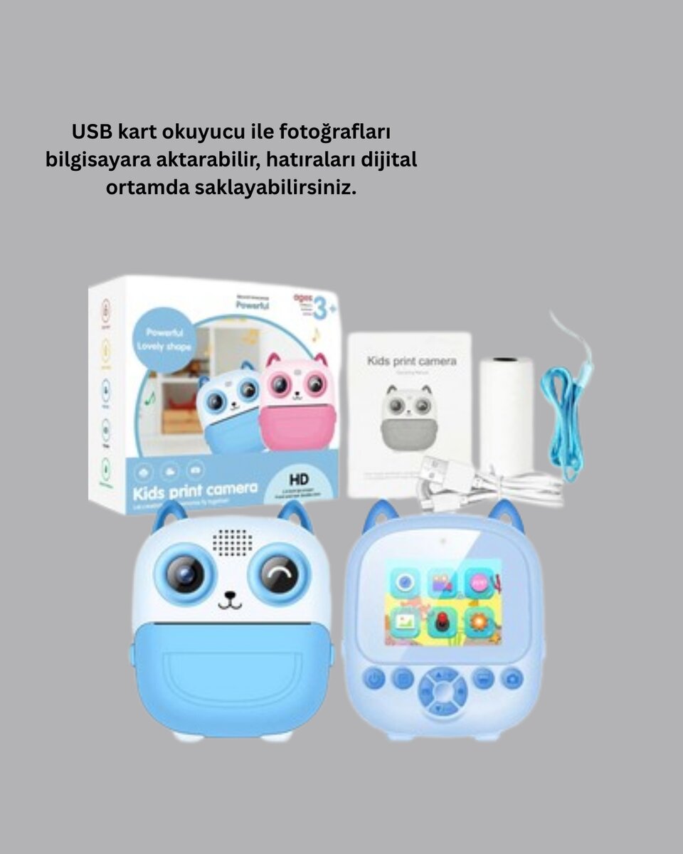 Termal Baskı Özellikli Çocuk Kamerası 1080P Video Destekli