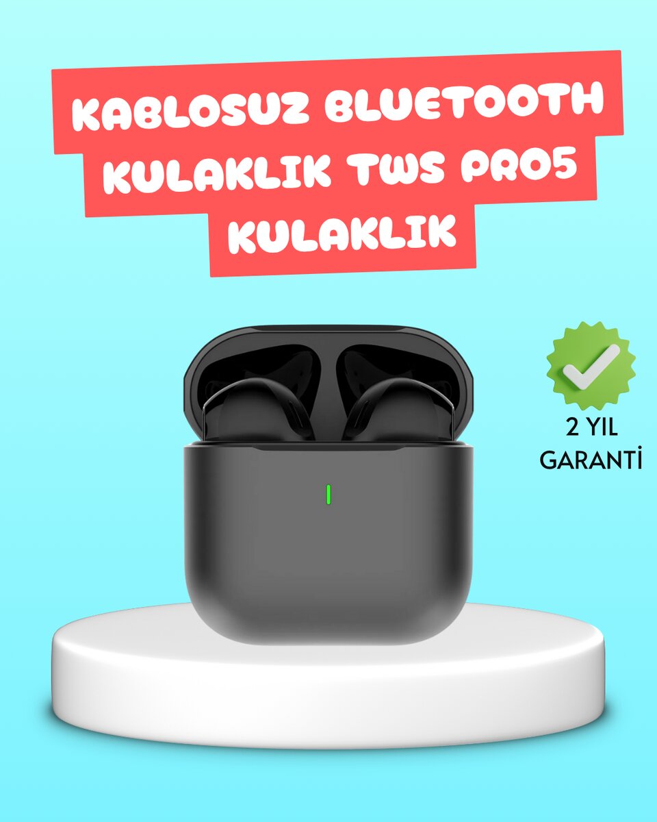 TWS Pro 5 Bluetooth Kulaklık – Kablosuz ve Şarj Kutulu Tasarım TWS Pro 5 Bluetooth Kulaklık – Kablosuz ve Şarj Kutulu Tasarım