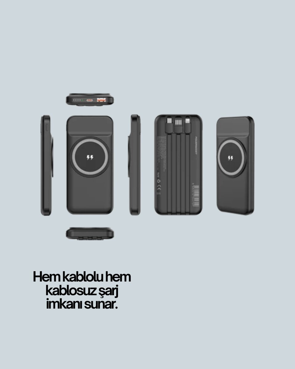 Kompakt Tasarım, Güçlü Performans – 10000mAh Kablosuz Powerbank Kompakt Tasarım, Güçlü Performans – 10000mAh Kablosuz Powerbank