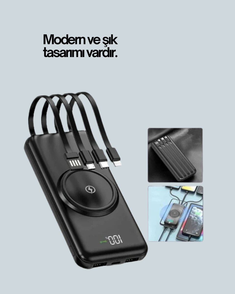 Kompakt Tasarım, Güçlü Performans – 10000mAh Kablosuz Powerbank Kompakt Tasarım, Güçlü Performans – 10000mAh Kablosuz Powerbank