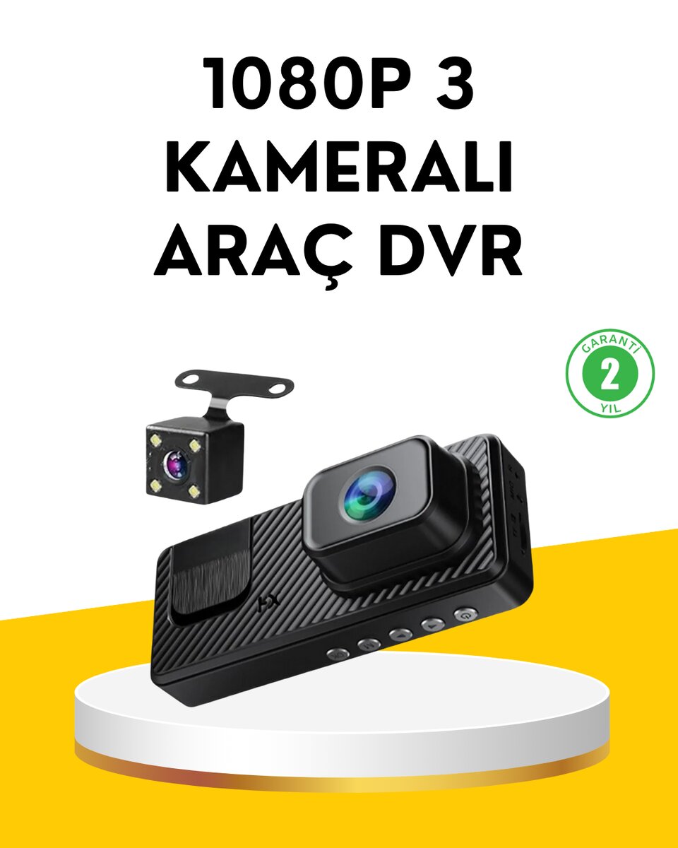 3 Kameralı Araç İçi DVR Kayıt Cihazı Ön İç Arka Kamera Full HD 3 Kameralı Araç İçi DVR Kayıt Cihazı Ön İç Arka Kamera Full HD